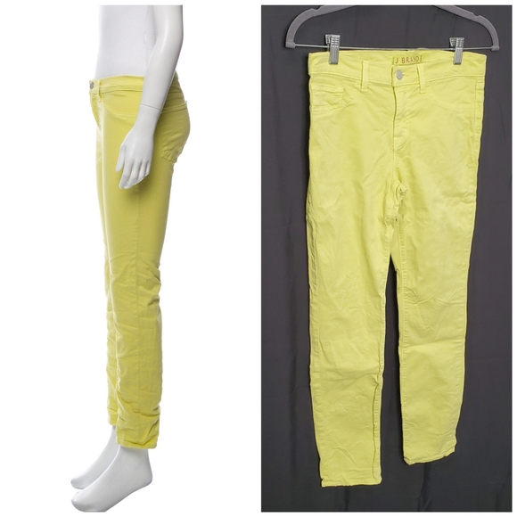 J BRAND Bright Yellow Mid-Rise Skinny Jeans Size 27 Brt Chartr 8011K120 - Picture 2 of 11
